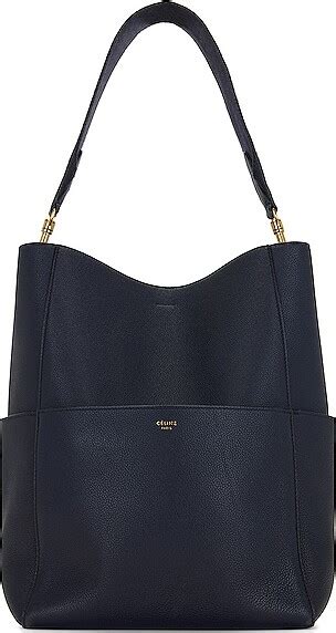 celine sangle tote navy|Celine Sangle Medium Leather Tote Bag in Navy .